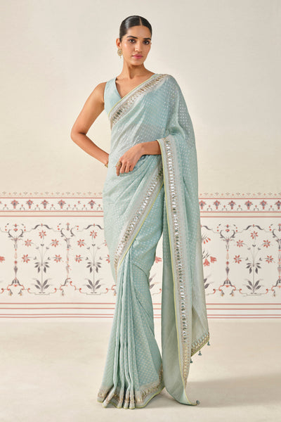 Anita Dongre Jayalekha Embroidered Linen Saree indian designer wear online shopping melange singapore
