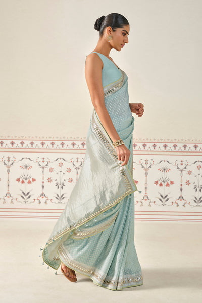 Anita Dongre Jayalekha Embroidered Linen Saree indian designer wear online shopping melange singapore
