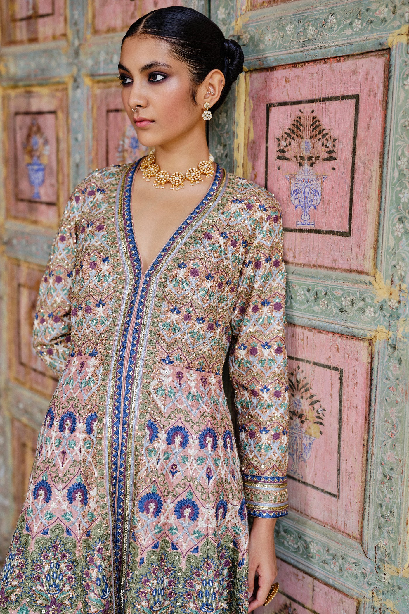 Anita Dongre Krandasi Embroidered Zardozi Jacket Set indian designer wear online shopping melange singapore