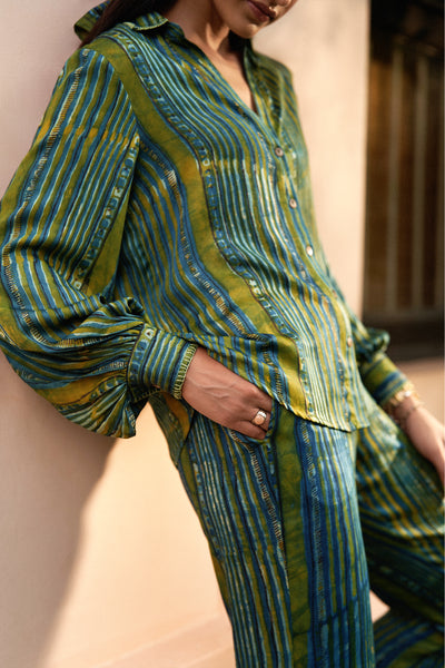 Anita Dongre Lounge Coord Green indian designer wear online shopping melange singapore