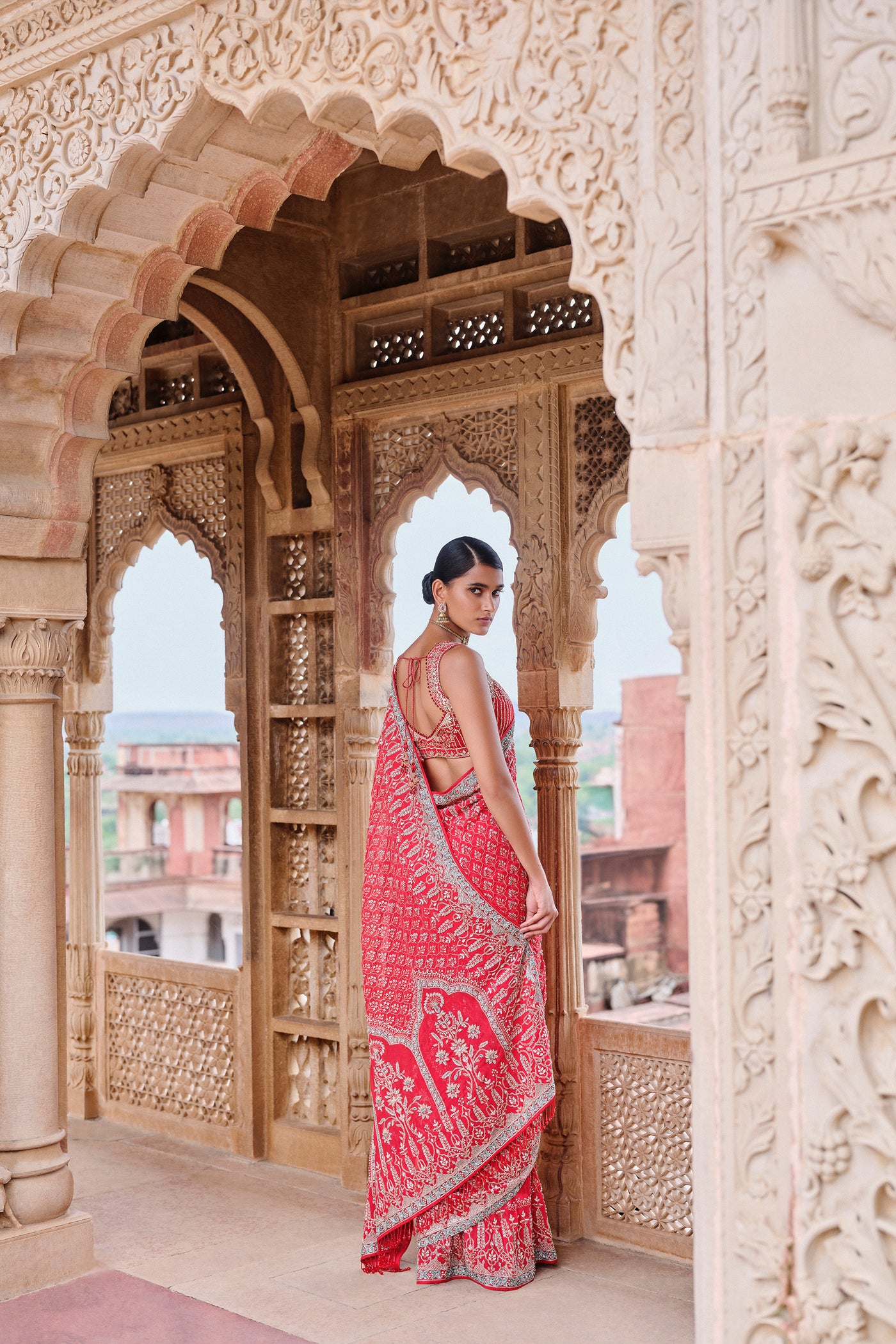 Anita Dongre Mangalya Embroidered Georgette Saree indian designer wear online shopping melange singapore