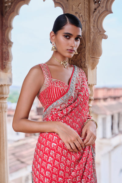 Anita Dongre Mangalya Embroidered Georgette Saree indian designer wear online shopping melange singapore