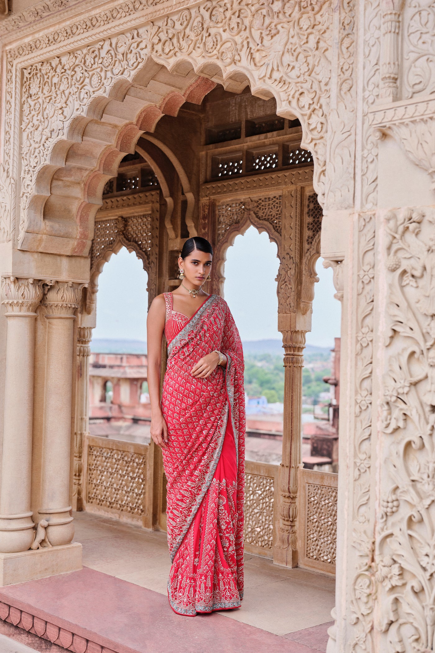 Anita Dongre Mangalya Embroidered Georgette Saree indian designer wear online shopping melange singapore