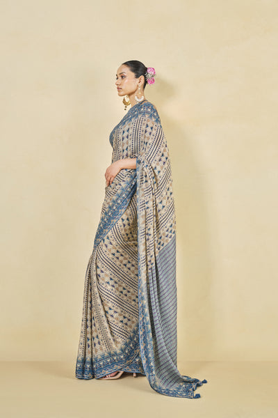 Anita Dongre Masara Georgette Saree Beige indian designer wear online shopping melange singapore