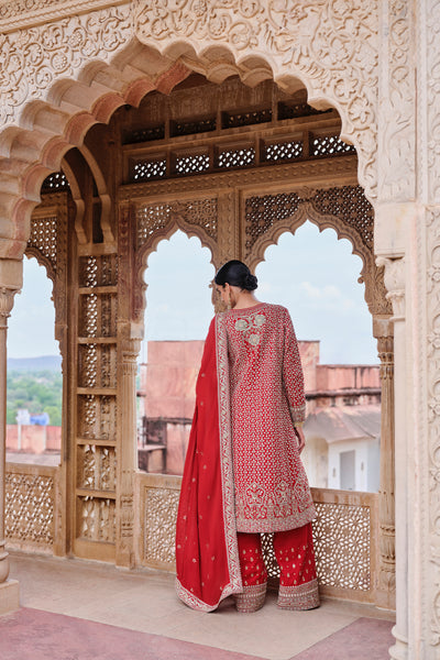 Anita Dongre Mehkash Embroidered Cord Silk Suit Set indian designer wear online shopping melange singapore
