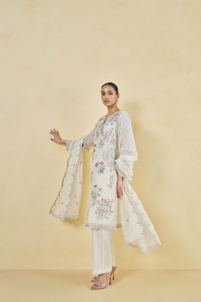 Anita Dongre Melisma Embroidered Mull Suit Set Natural indian designer wear online shopping melange singapore