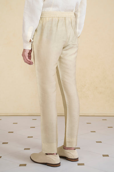 Anita Dongre Menswear Beige Silk Trousers indian designer wear online shopping melange singapore
