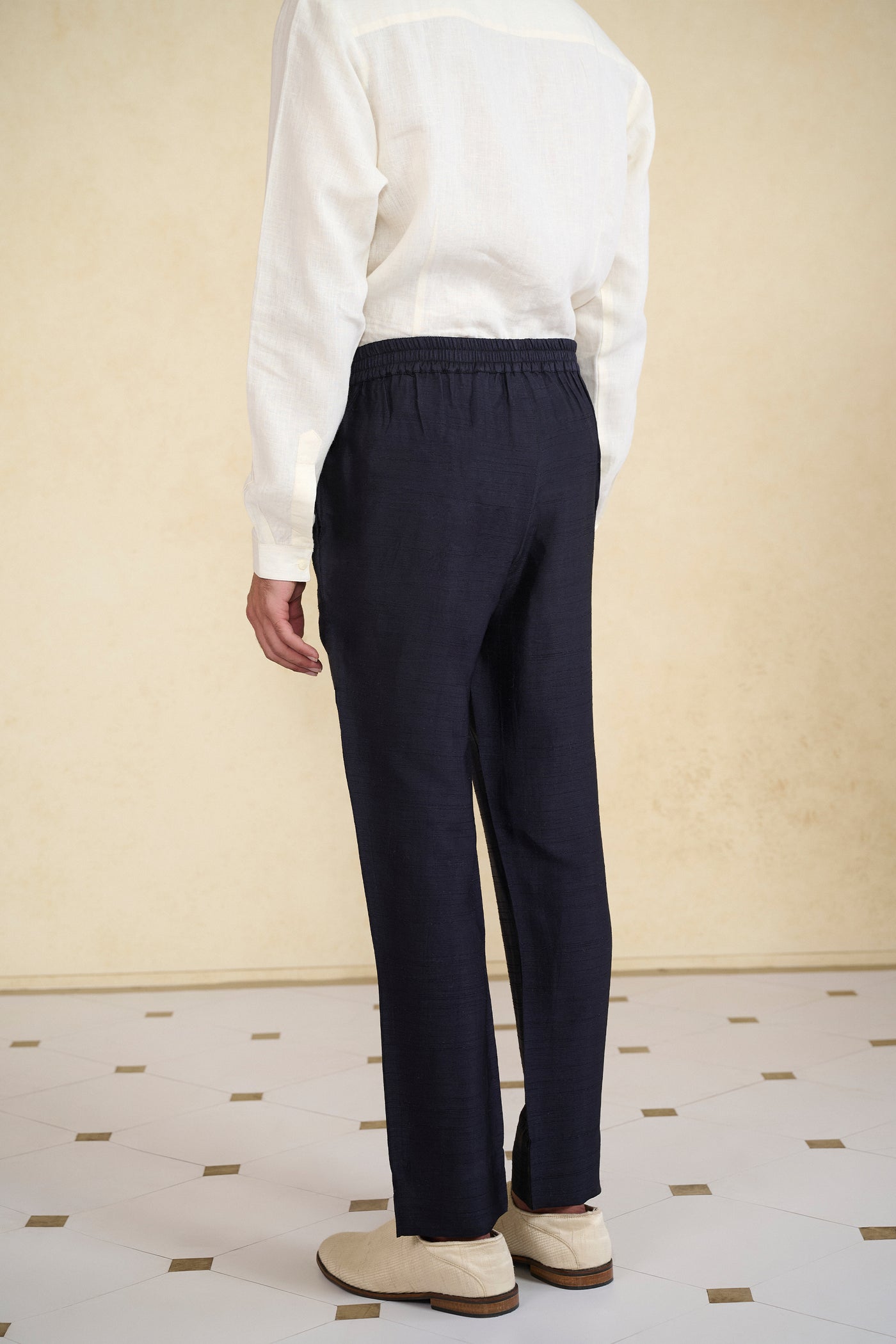 Anita Dongre Menswear Black Silk Trousers indian designer wear online shopping melange singapore