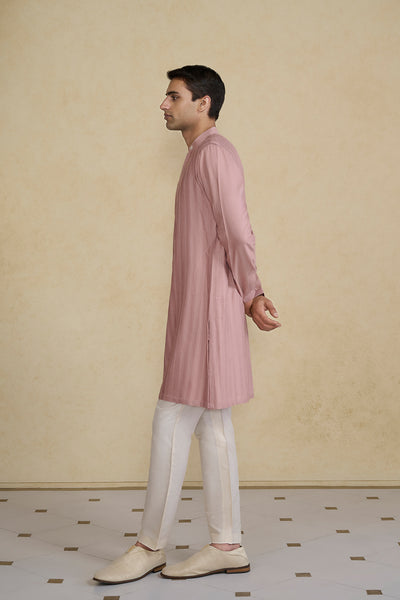 Anita Dongre Menswear Daeven Embroidered Silk Kurta Rose Pink indian designer wear online shopping melange singapore
