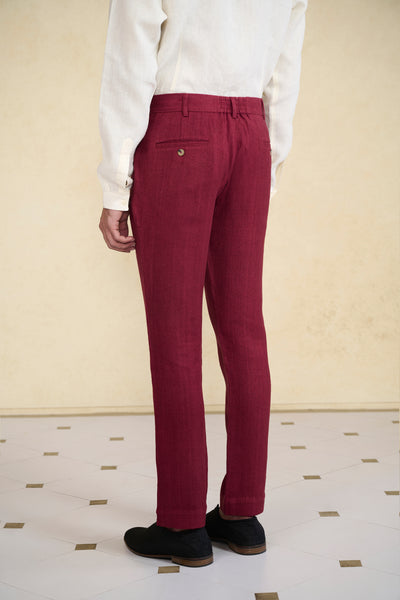 Anita Dongre Menswear Maroon Silk Trousers indian designer wear online shopping melange singapore