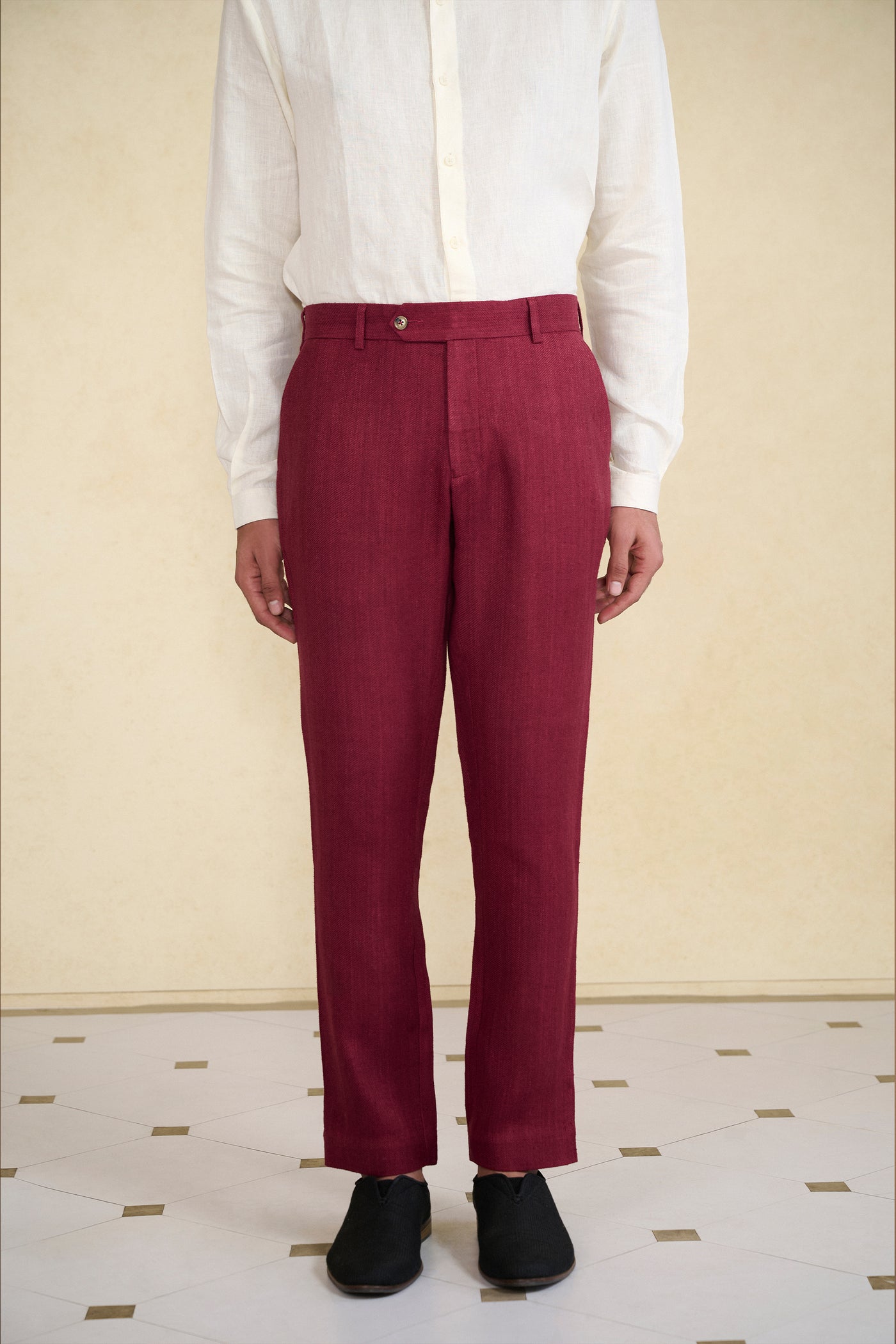 Anita Dongre Menswear Maroon Silk Trousers indian designer wear online shopping melange singapore