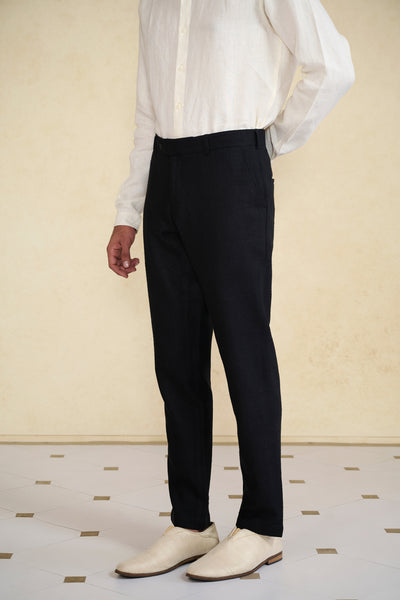 Anita Dongre Menswear Nightsky Black Silk Trousers indian designer wear online shopping melange singapore