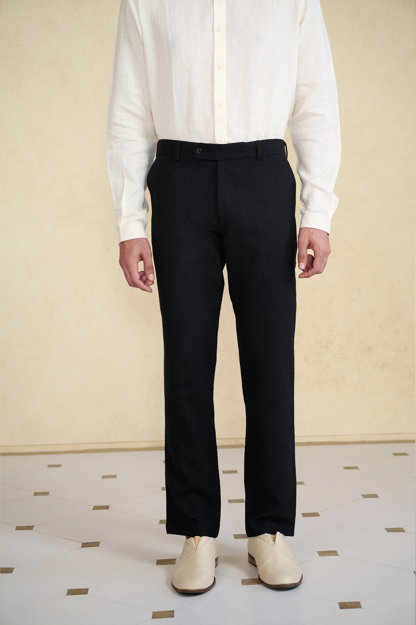 Anita Dongre Menswear Nightsky Silk Trousers Black indian designer wear online shopping melange singapore
