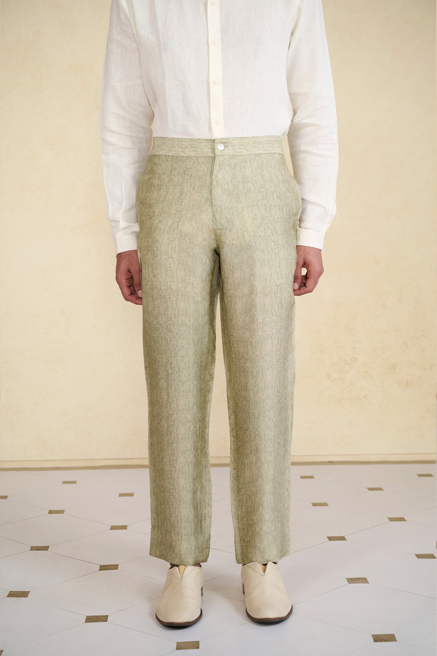 Anita Dongre Menswear Sage Silk Trousers indian designer wear online shopping melange singapore
