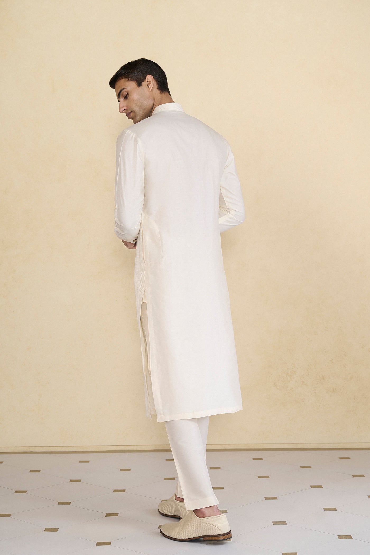 Anita Dongre Menswear Samit Silk Kurta Cream indian designer wear online shopping melange singapore