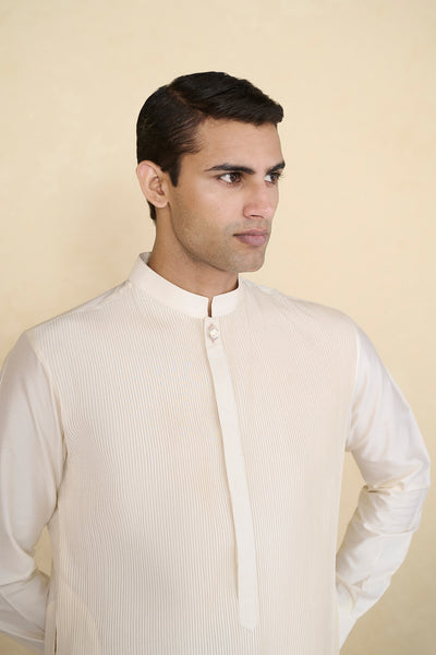 Anita Dongre Menswear Samit Silk Kurta Cream indian designer wear online shopping melange singapore