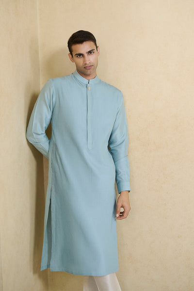 Anita Dongre Menswear Samit Silk Kurta Powder Blue indian designer wear online shopping melange singapore