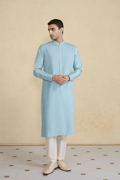 Anita Dongre Menswear Samit Silk Kurta Powder Blue indian designer wear online shopping melange singapore