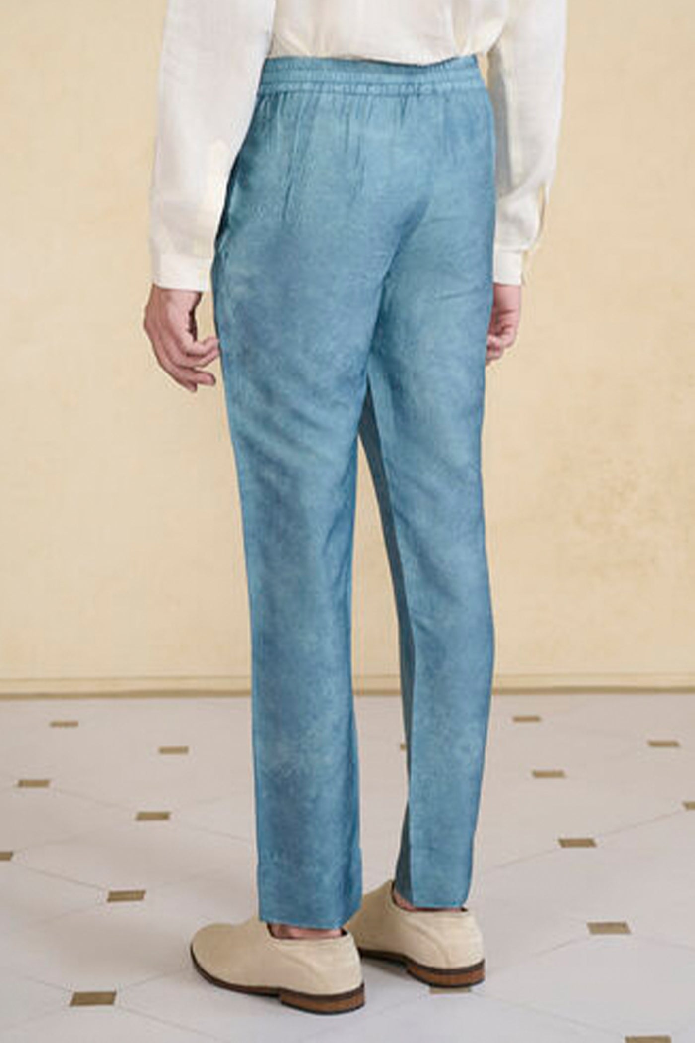 Anita Dongre Menswear Silk Trousers Indigo indian designer wear online shopping melange singapore