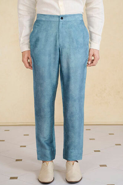 Anita Dongre Menswear Silk Trousers Indigo indian designer wear online shopping melange singapore