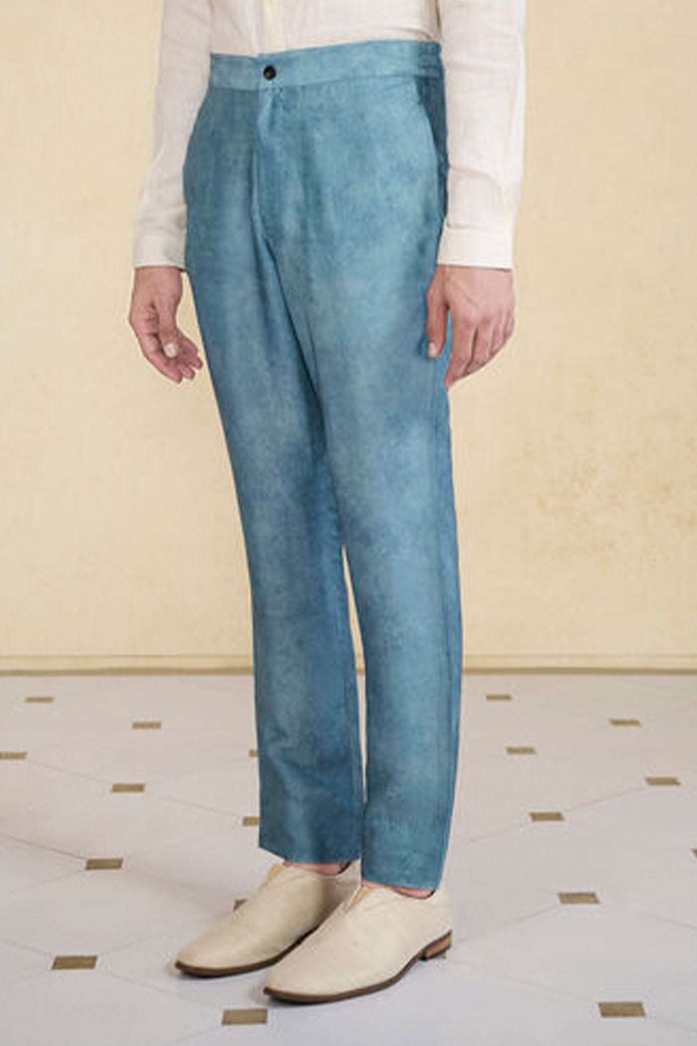 Anita Dongre Menswear Silk Trousers Indigo indian designer wear online shopping melange singapore