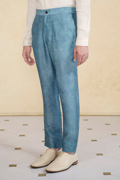 Anita Dongre Menswear Silk Trousers Indigo indian designer wear online shopping melange singapore