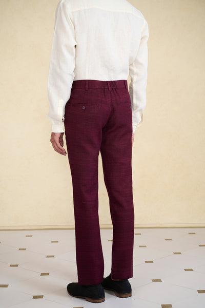 Anita Dongre Menswear Silk Trousers Maroon indian designer wear online shopping melange singapore