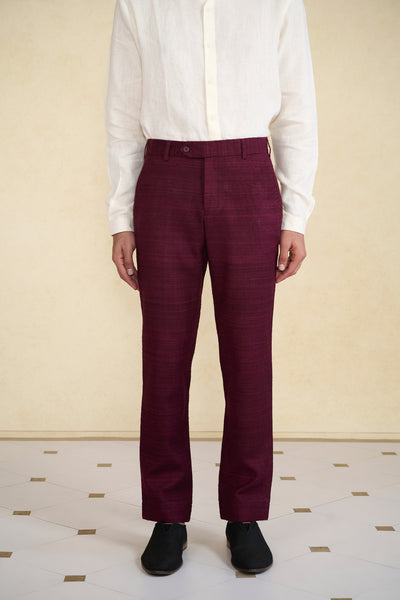 Anita Dongre Menswear Silk Trousers Maroon indian designer wear online shopping melange singapore