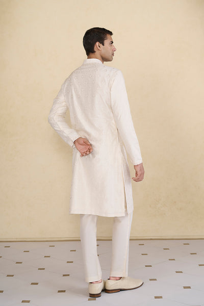 Anita Dongre Menswear Tuhin Embroidered Silk Kurta Ivory indian designer wear online shopping melange singapore