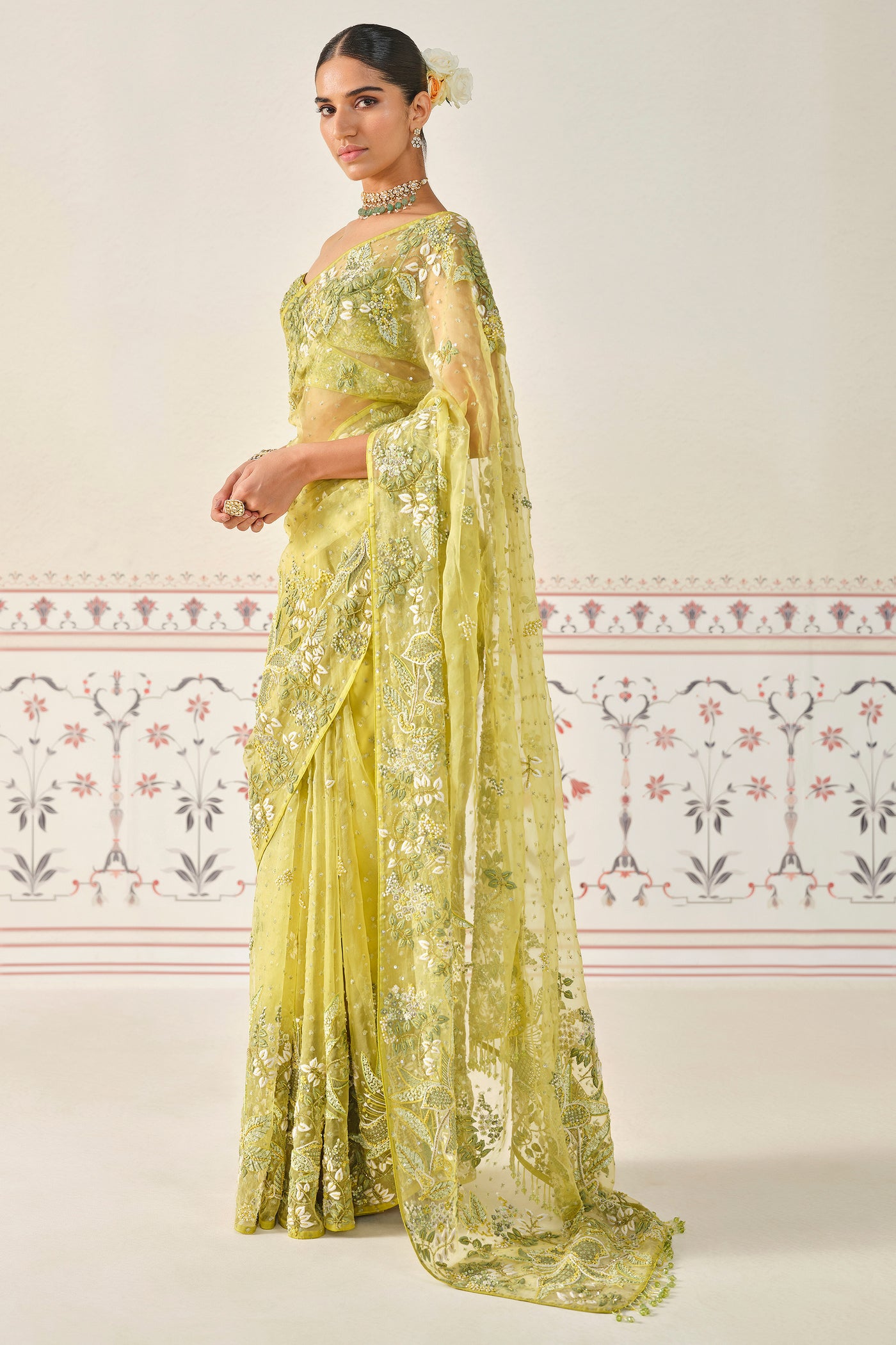 Anita Dongre Mrigakshi Embroidered Saree Set indian designer wear online shopping melange singapore