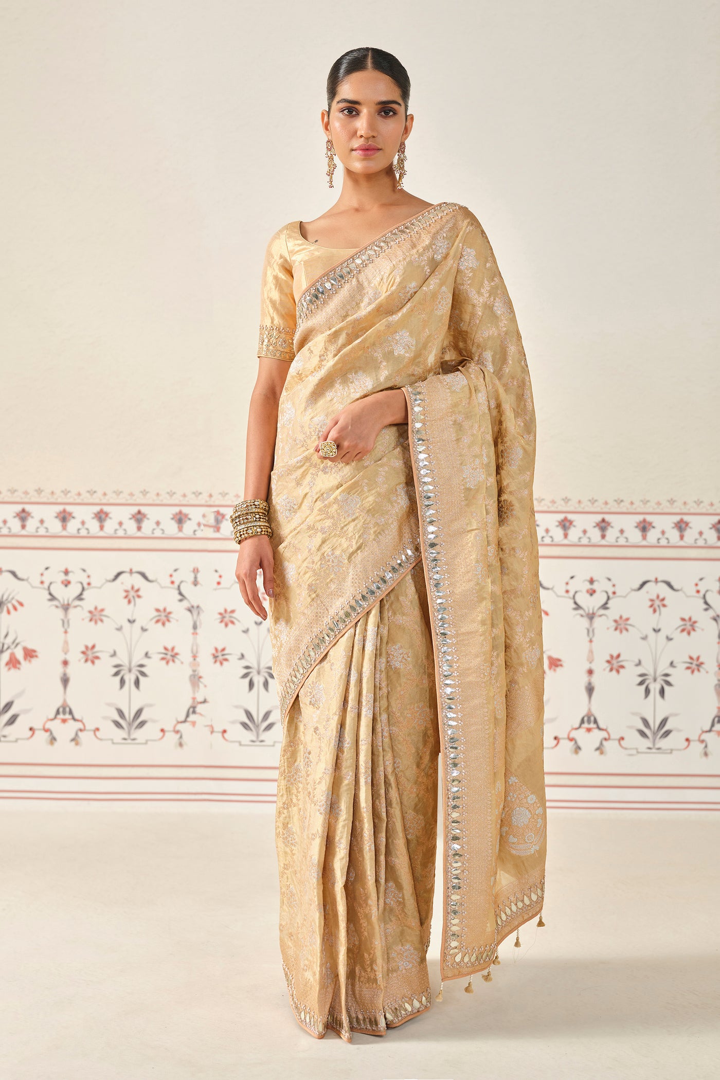 Anita Dongre Nalina Handwoven Benarasi Silk Saree Gold indian designer wear online shopping melange singapore