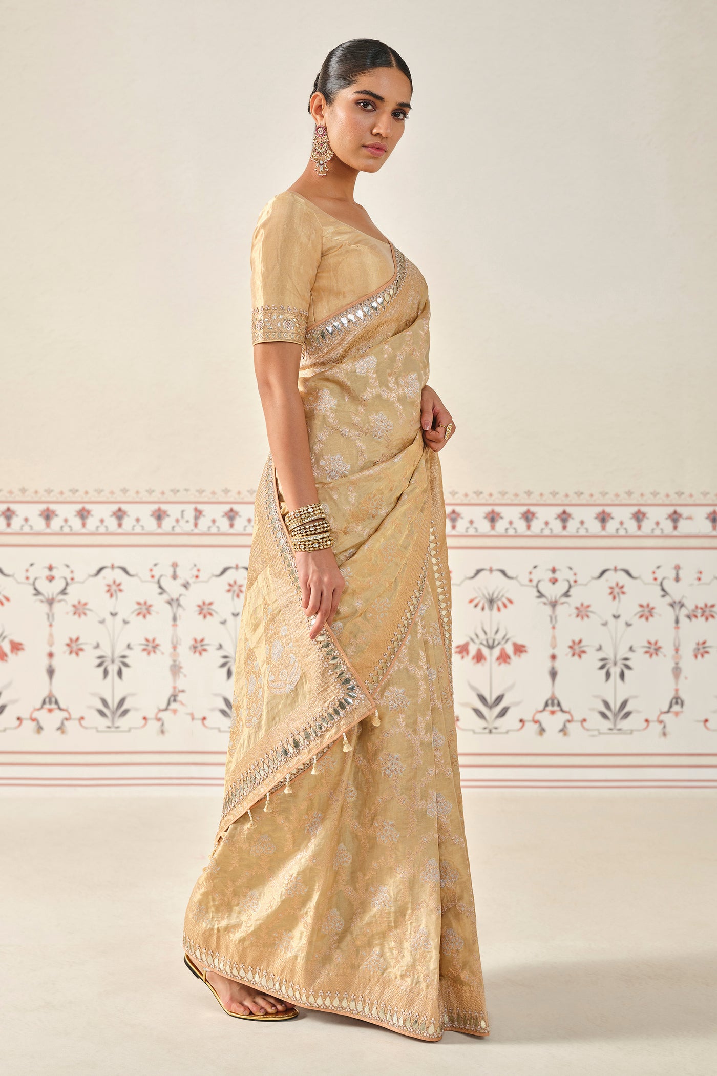 Anita Dongre Nalina Handwoven Benarasi Silk Saree Gold indian designer wear online shopping melange singapore