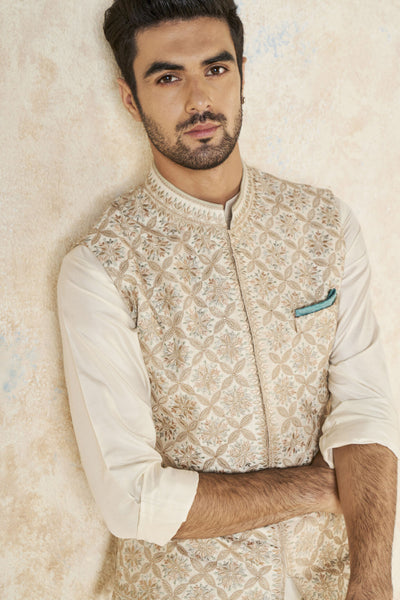 Anita Dongre Rayan Nehru Jacket Ivory indian designer wear online shopping melange singapore