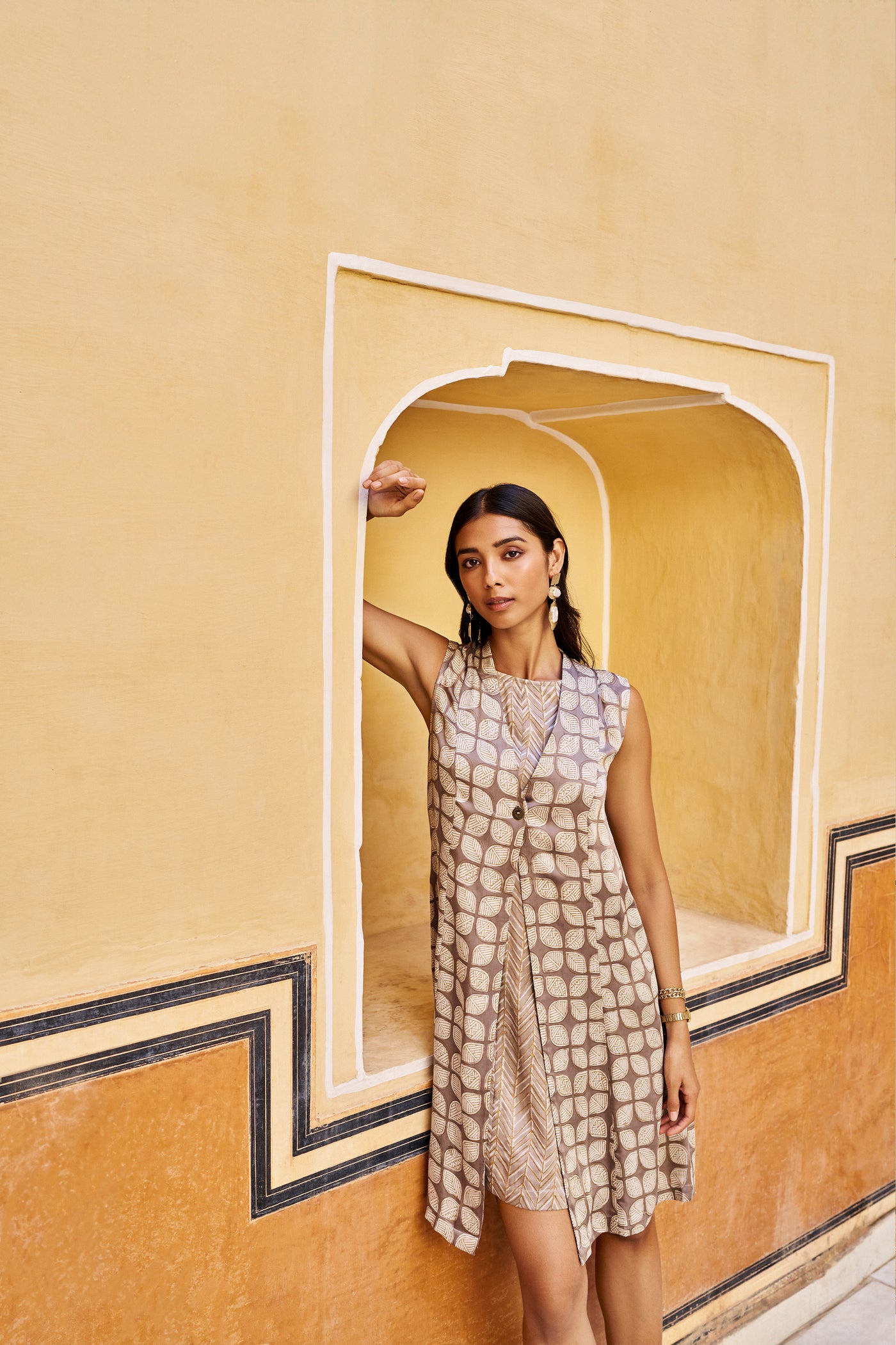 Anita Dongre Reverie Overlayer Dress Grey indian designer wear online shopping melange singapore
