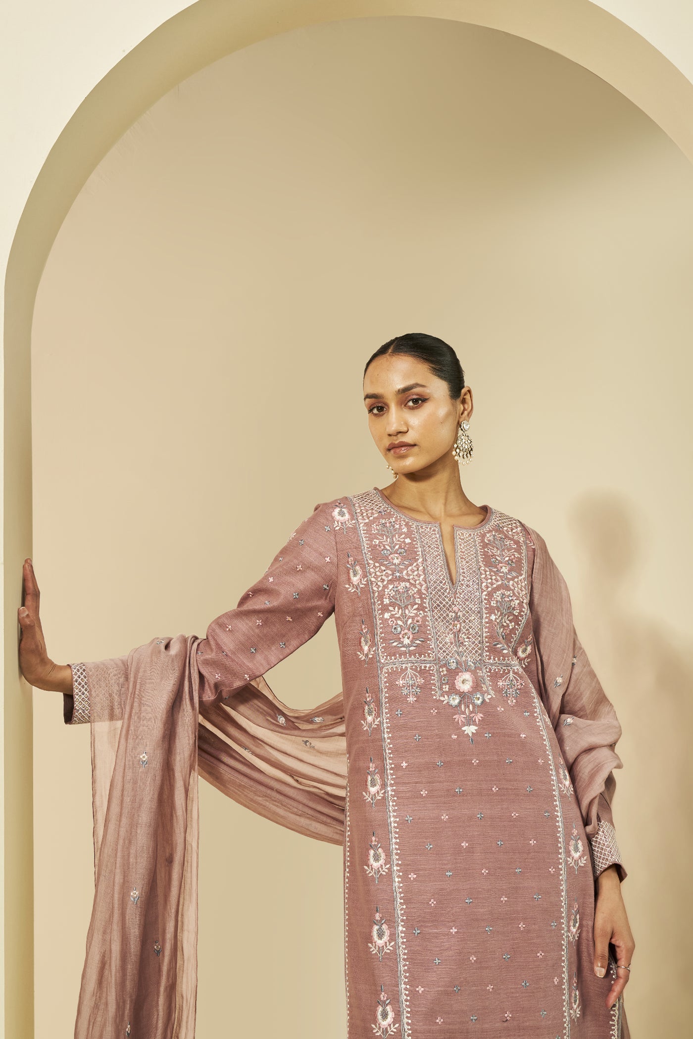 Anita Dongre Roseline Embroidered Silk Suit Set indian designer wear online shopping melange singapore