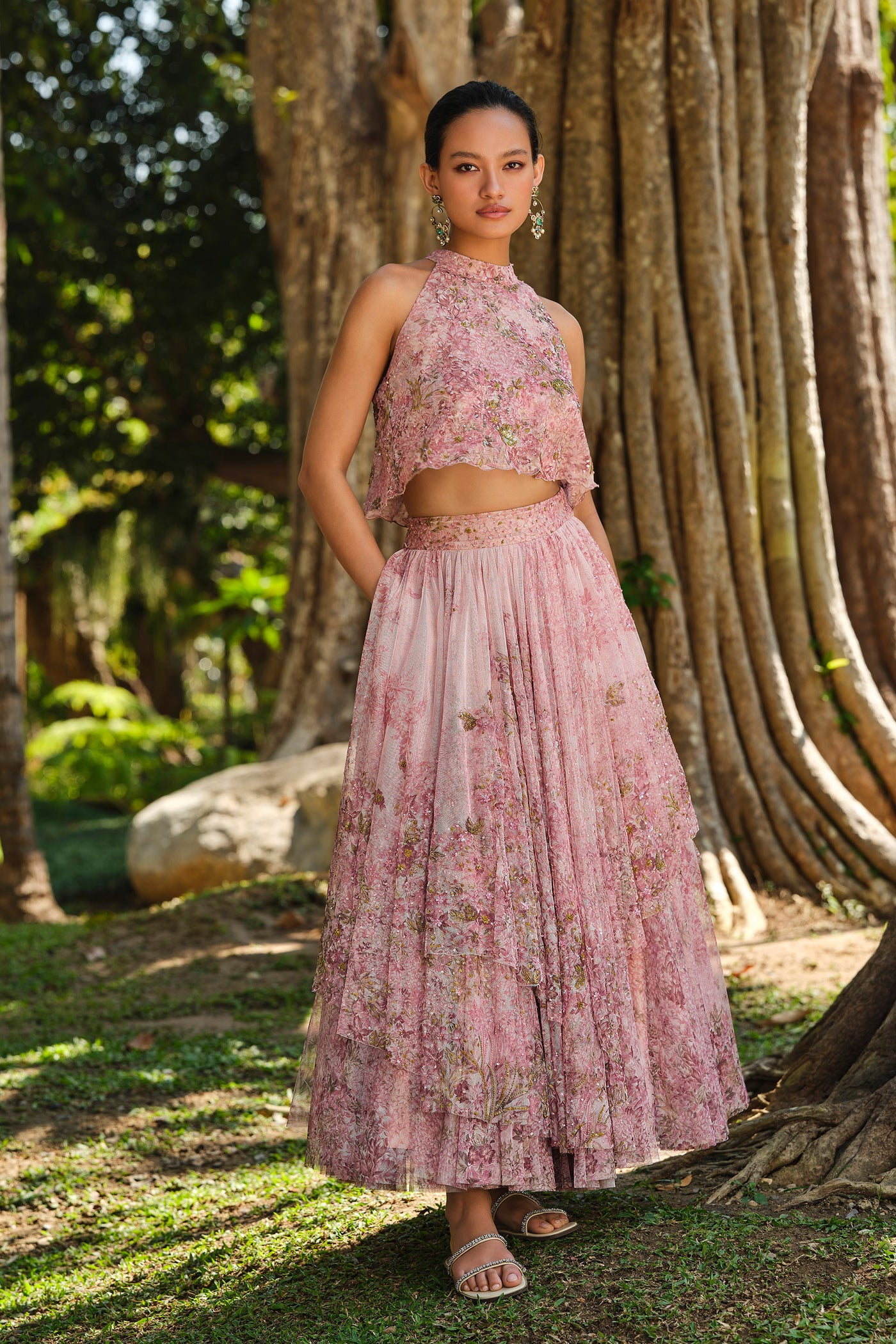 Anita Dongre Seraphim Embroidered Skirt Set Blush indian designer wear online shopping melange singapore