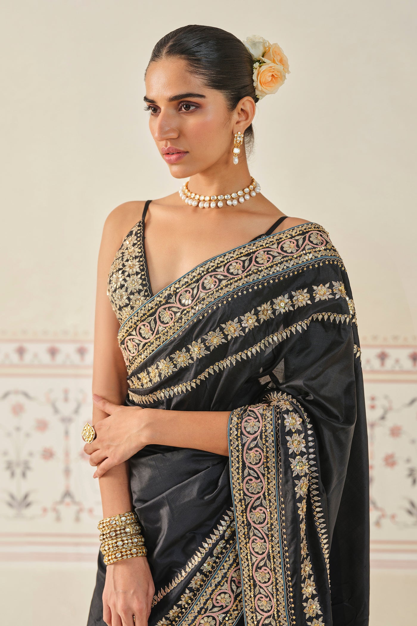 Anita Dongre Sumrak Gota Patti Silk Saree indian designer wear online shopping melange singapore