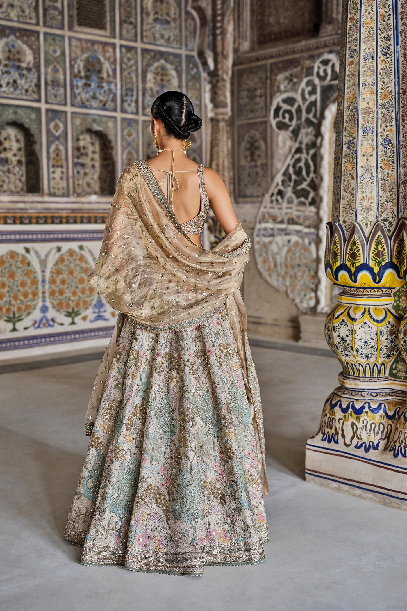 Anita Dongre Suramya Embroidered Zardozi Silk Lehenga Set indian designer wear online shopping melange singapore