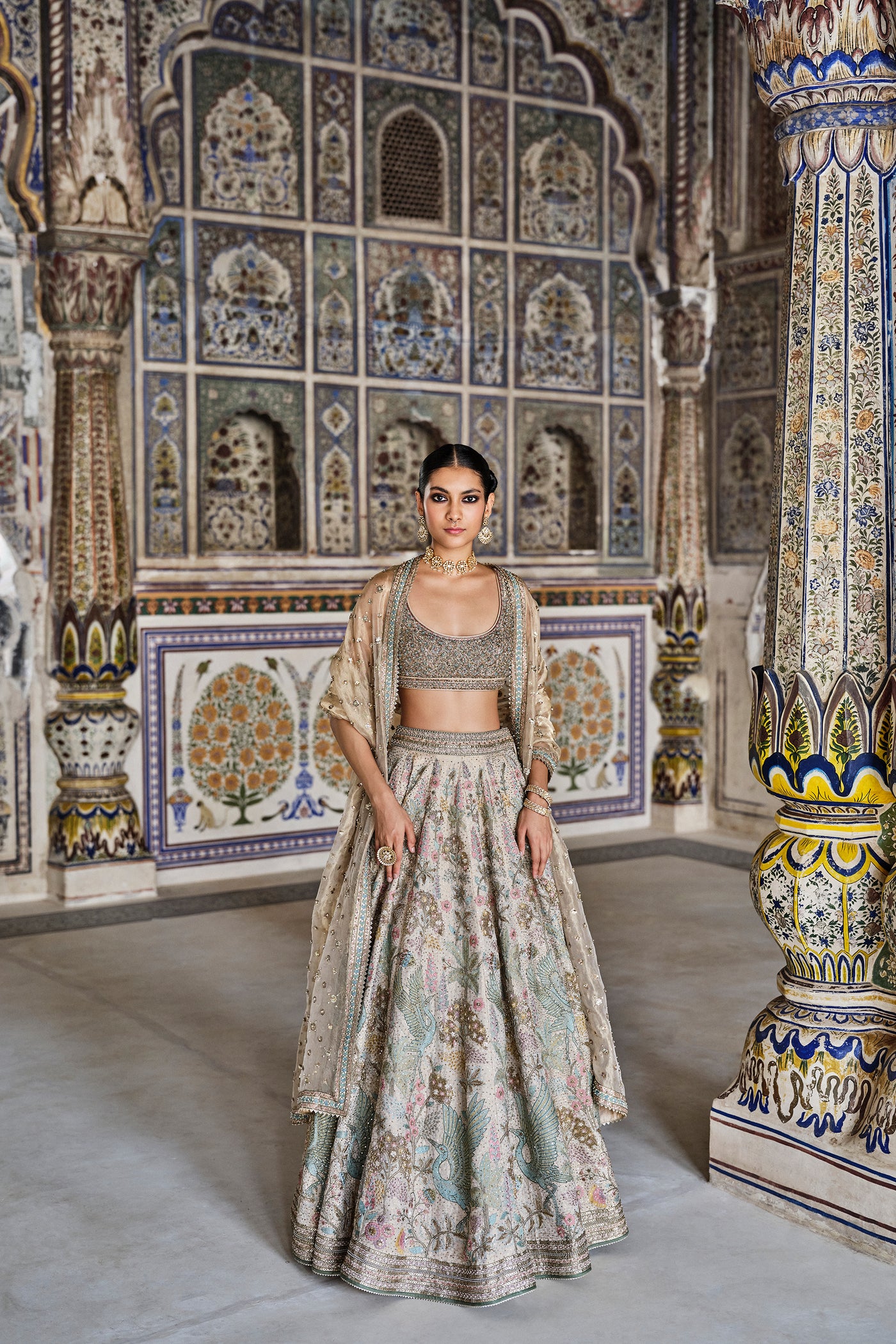 Anita Dongre Suramya Embroidered Zardozi Silk Lehenga Set indian designer wear online shopping melange singapore