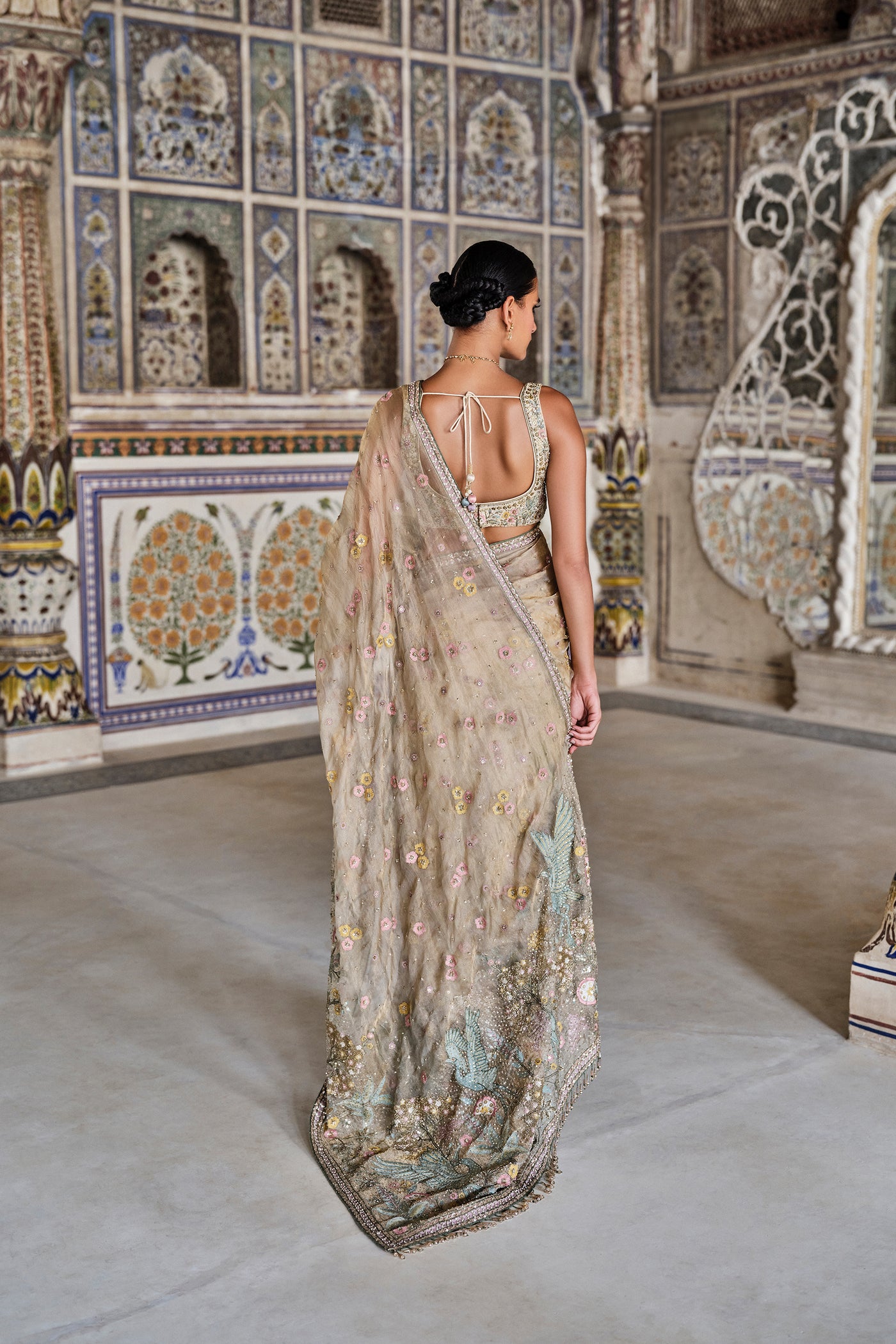 Anita Dongre Suramya Embroidered Zardozi Silk Saree indian designer wear online shopping melange singapore