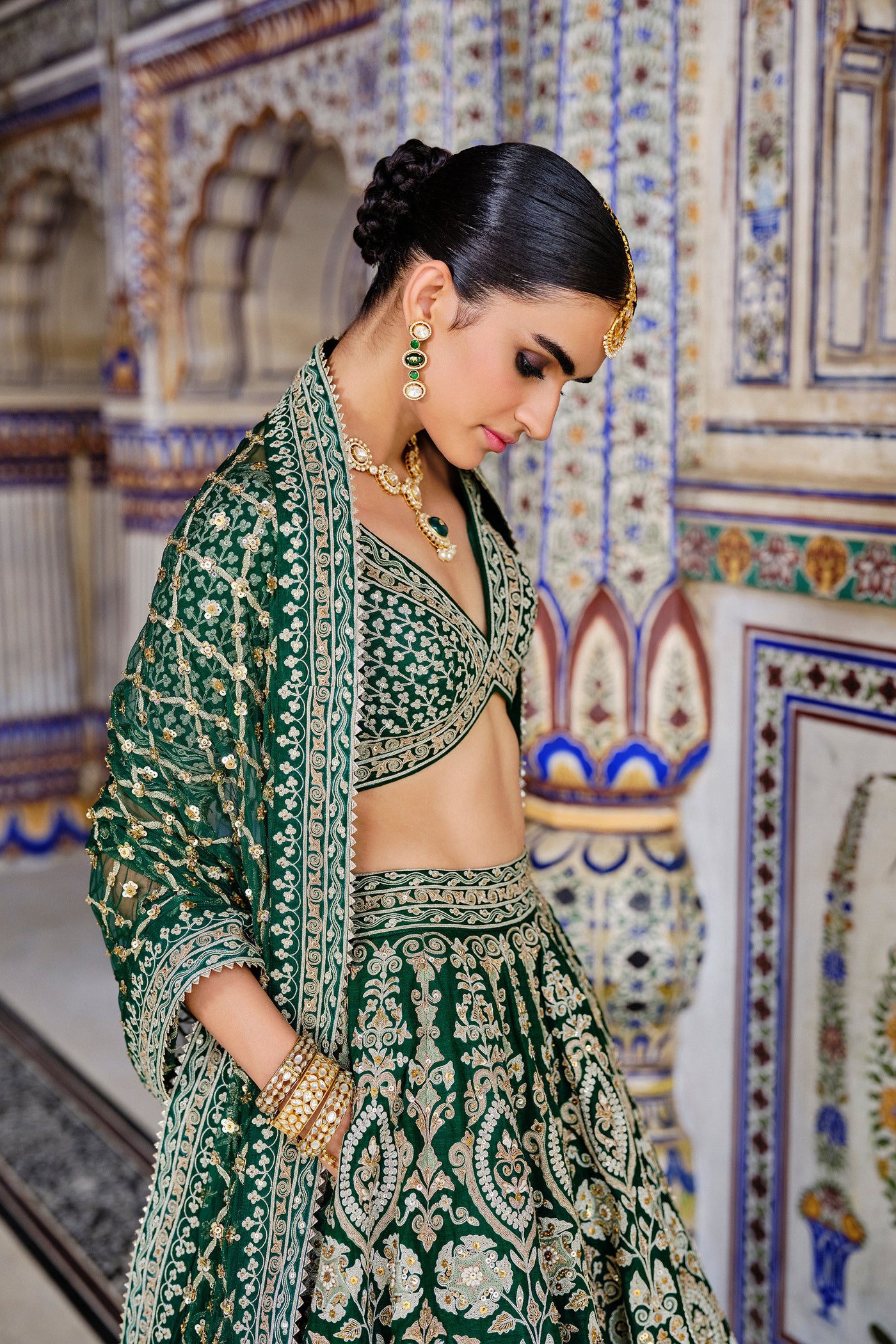 Anita Dongre Sylvan Embroidered Zardozi Silk Lehenga Set indian designer wear online shopping melange singapore