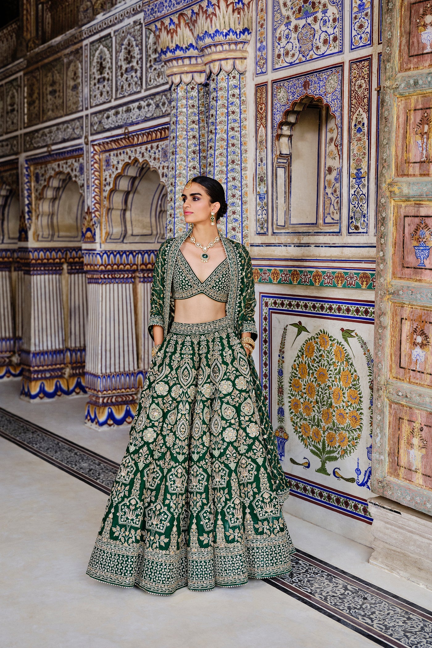 Anita Dongre Sylvan Embroidered Zardozi Silk Lehenga Set indian designer wear online shopping melange singapore