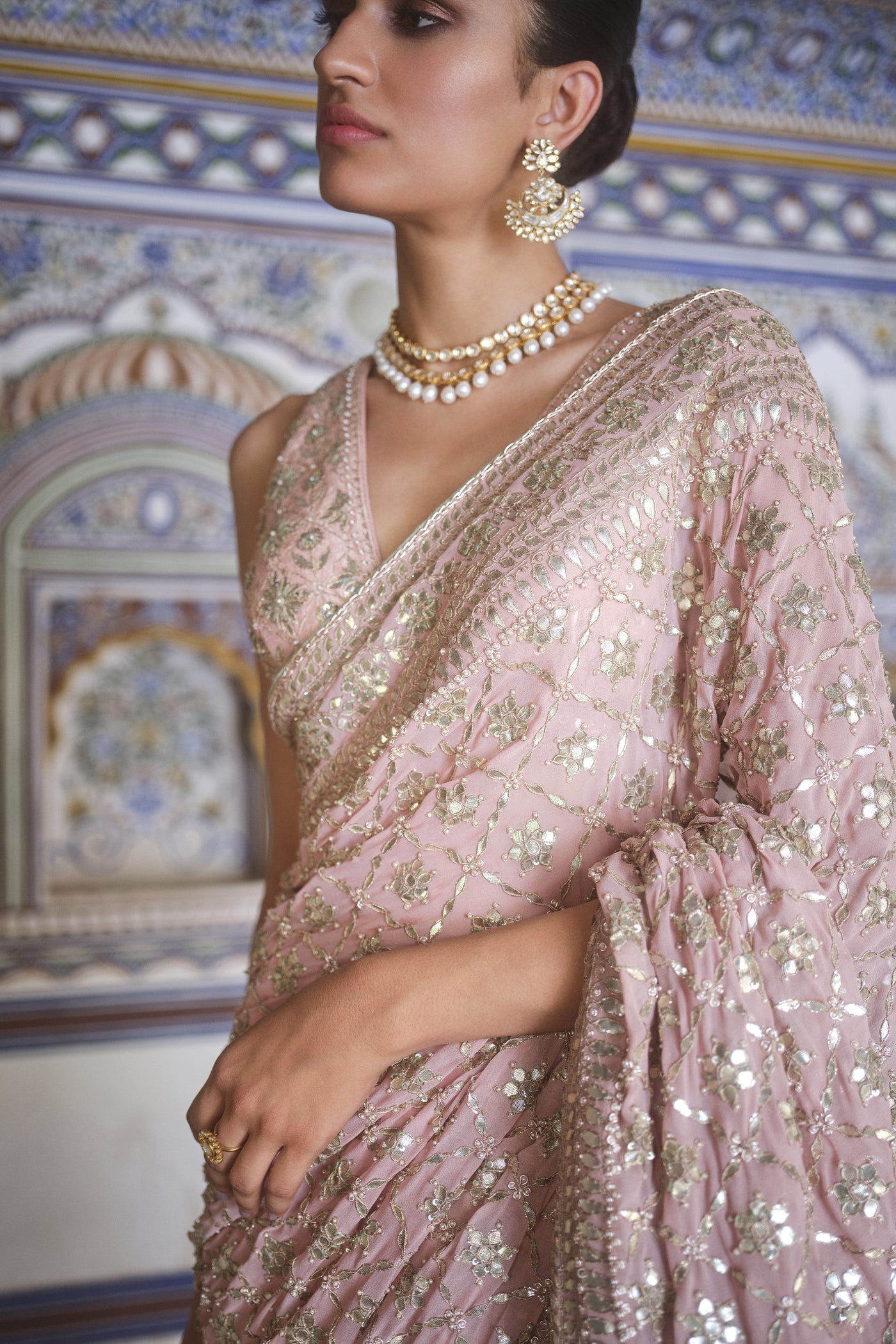 Anita Dongre Tajanae Gota Patti Saree indian designer wear online shopping melange singapore
