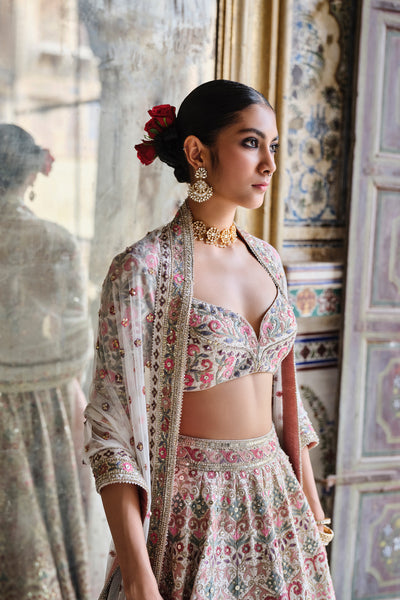 Anita Dongre Tridha Embroidered Zardozi Silk Lehenga Set indian designer wear online shopping melange singapore