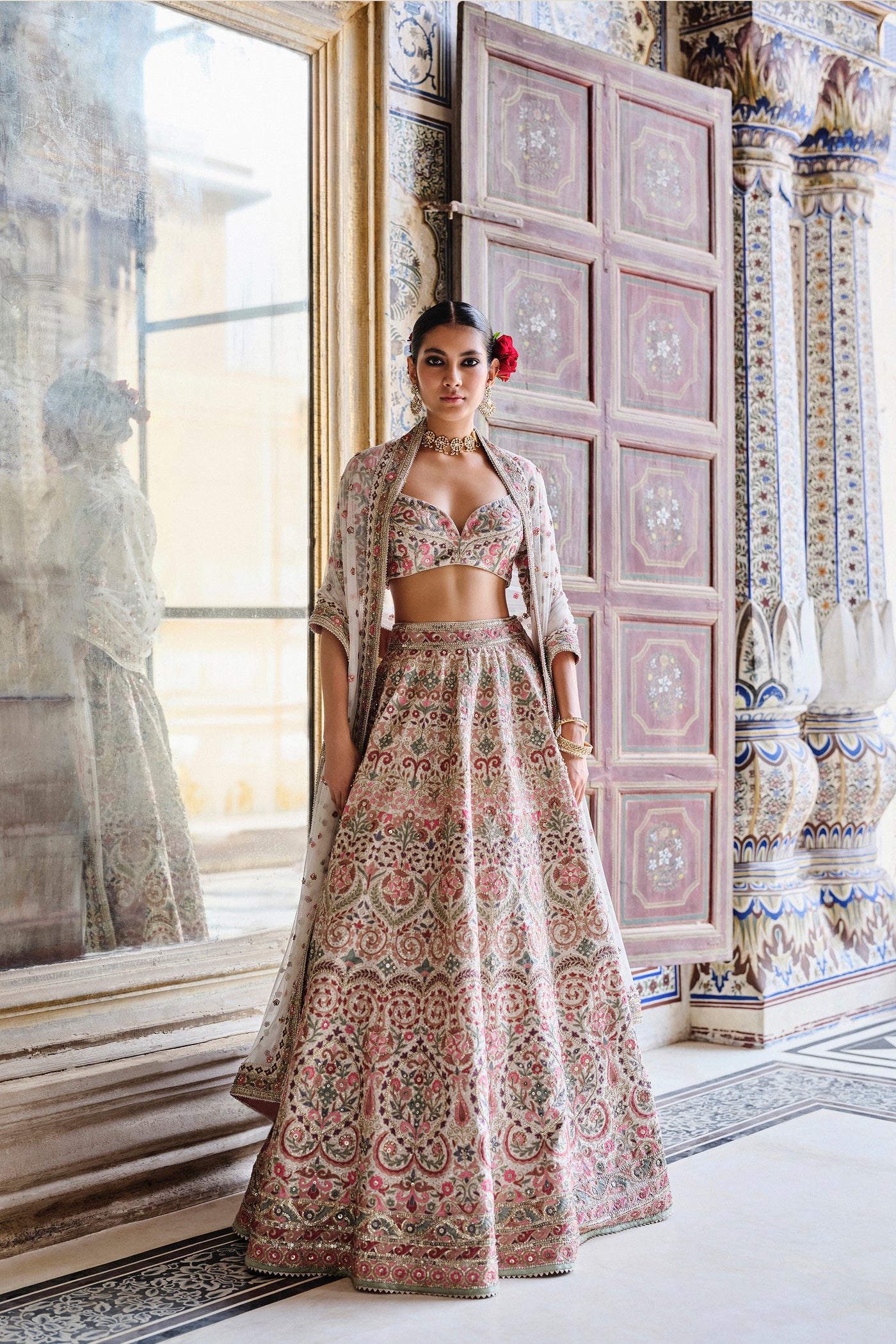 Anita Dongre Tridha Embroidered Zardozi Silk Lehenga Set indian designer wear online shopping melange singapore