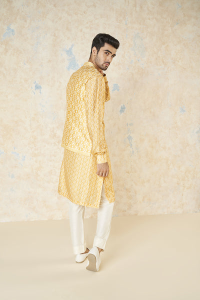 Anita Dongre Udyan Nehru Jacket Mustard indian designer wear online shopping melange singapore