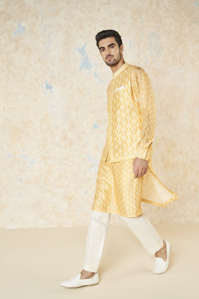 Anita Dongre Udyan Nehru Jacket Mustard indian designer wear online shopping melange singapore