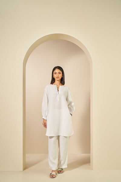 Anita Dongre Whirl Embroidered Hemp Coord White indian designer wear online shopping melange singapore