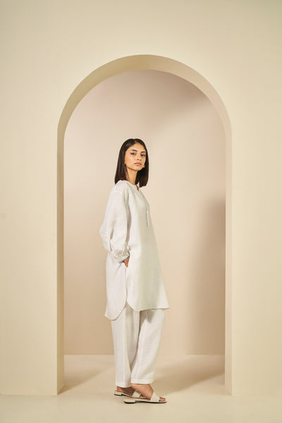 Anita Dongre Whirl Embroidered Hemp Coord White indian designer wear online shopping melange singapore