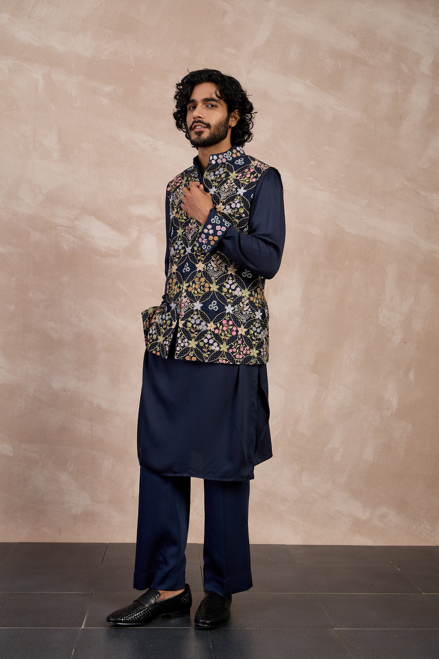 Arjan Dugal Bloom Nehru Jacket Set indian designer wear online shopping melange singapore